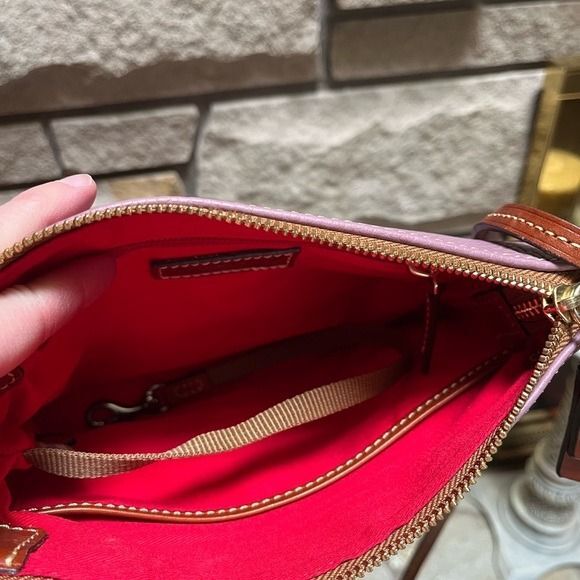 Dooney & Bourke Pebble Grain Katie Crossbody Purple Mauve Brown Leather Bag - Picture 12 of 12